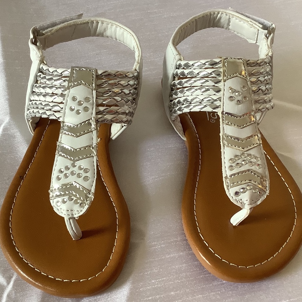White and silver sandals NWOT